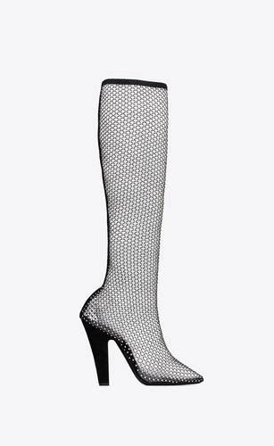 ysl 68 boots in mesh with strass|Saint Laurent 68 Strass Boots In Black .